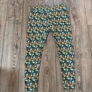 Lularoe T&C Tall and Curvy Leggings Teal Floral Print TC